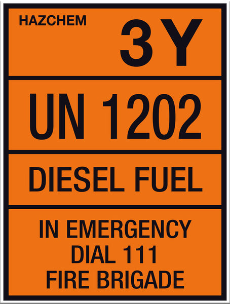 Hazchem Diesel UN1202 Small Sign - Markit Graphics