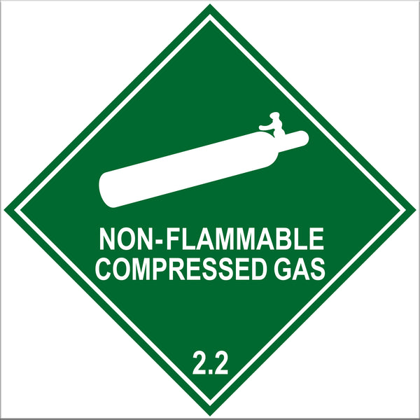 Non-Flammable Compressed Gas 2.2 Label Signs - 10 Pack