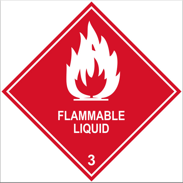 Flammable Liquid 3 Labels - 10 Pack