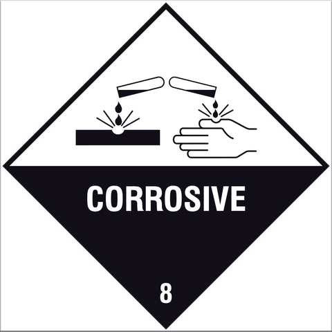 Corrosive 8 Label Signs - 10 Pack